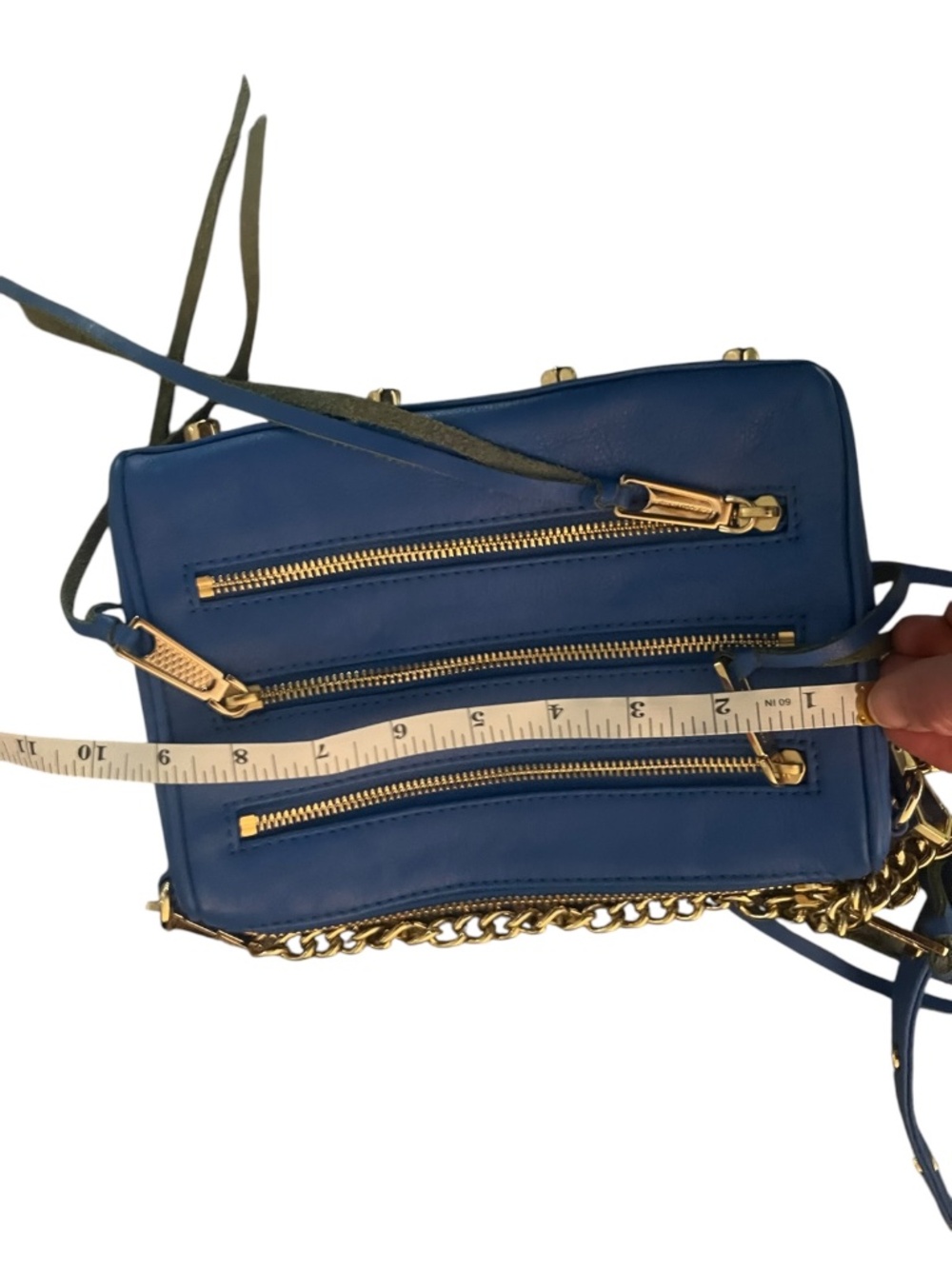 Rebecca Minkoff Mini 5-Zip Rocker Leather Crossbody Bag Electric Blue - Picture 11 of 13